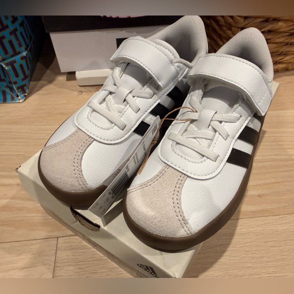 Kids White and Black Adidas Sneakers